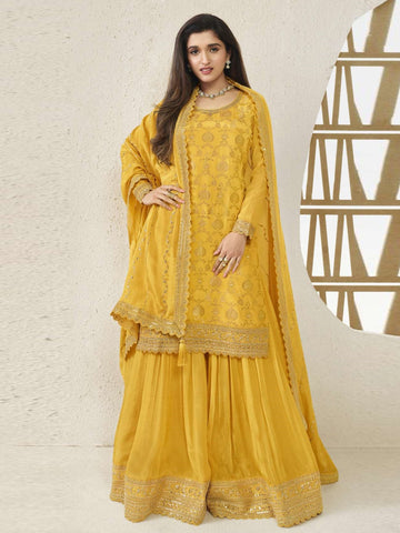 Party Wear Indian Festival Wedding Dress Yellow Ceremony Beautiful Salwar  Kameez | eBay