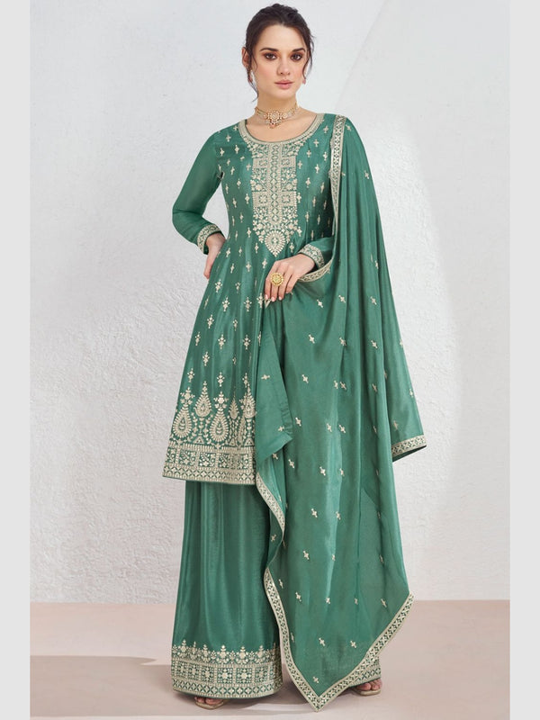 Premium Chinnon Silk Salwar Kameez - Indian Dress - C1157d 